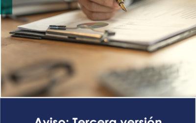 Aviso: Tercera versión anticipada de modificación de RMF 2021