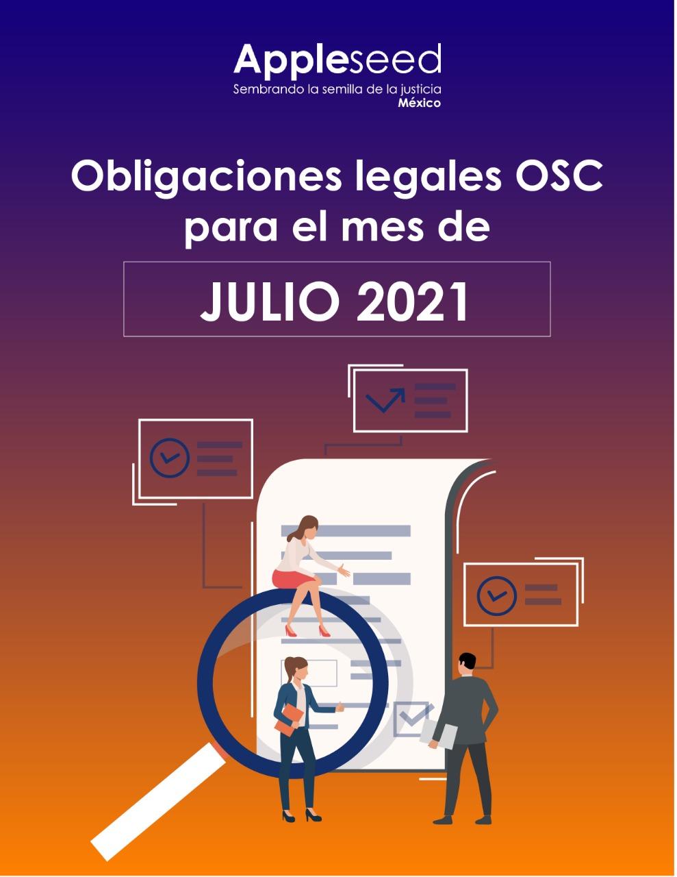 Obligaciones legales OSC para el mes de julio 2021