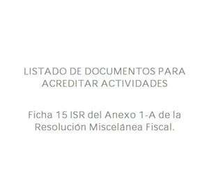 Listado de documentos para acreditar actividades (Donatarias autorizadas)