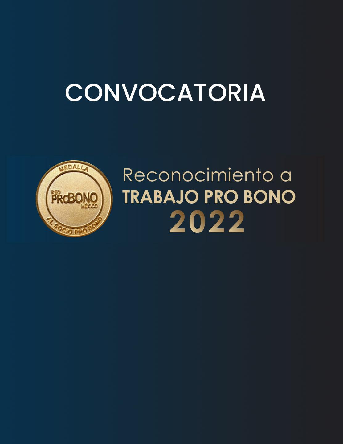 Convocatoria 2023: Reconocimiento a Trabajo Pro Bono 2022