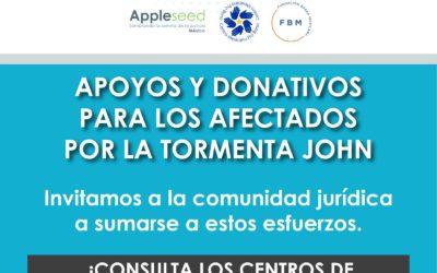 Apoyos y donativos para los afectados por la tormenta John