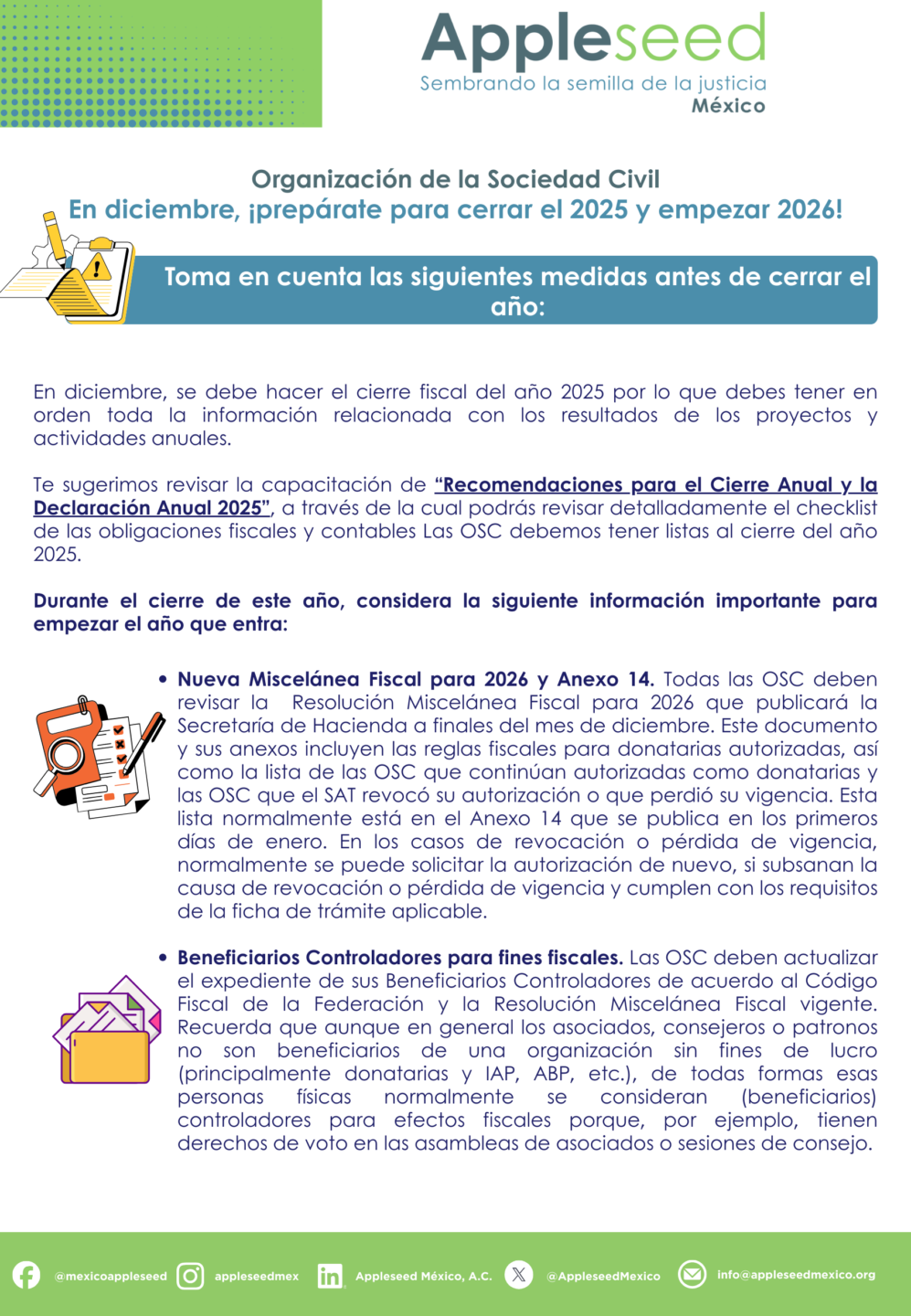 Organización de la Sociedad Civil En diciembre, ¡prepárate para cerrar el 2025 y empezar 2026!